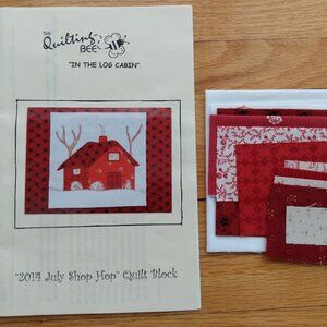 Quilt Block & Fabric Sewing Pattern Kit Log Cabin 2014 Quilting Bee Shop Hop